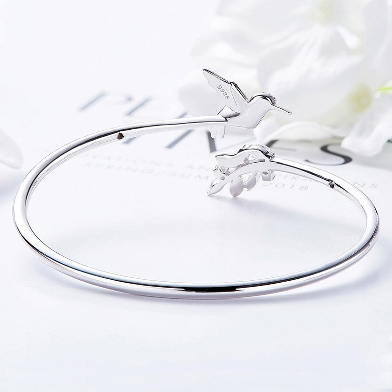 Inel ajustabil colibri cu diamant din stras