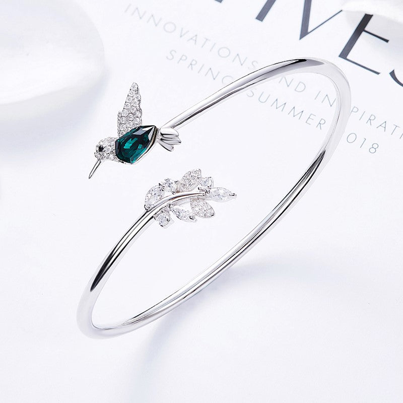 Inel ajustabil colibri cu diamant din stras