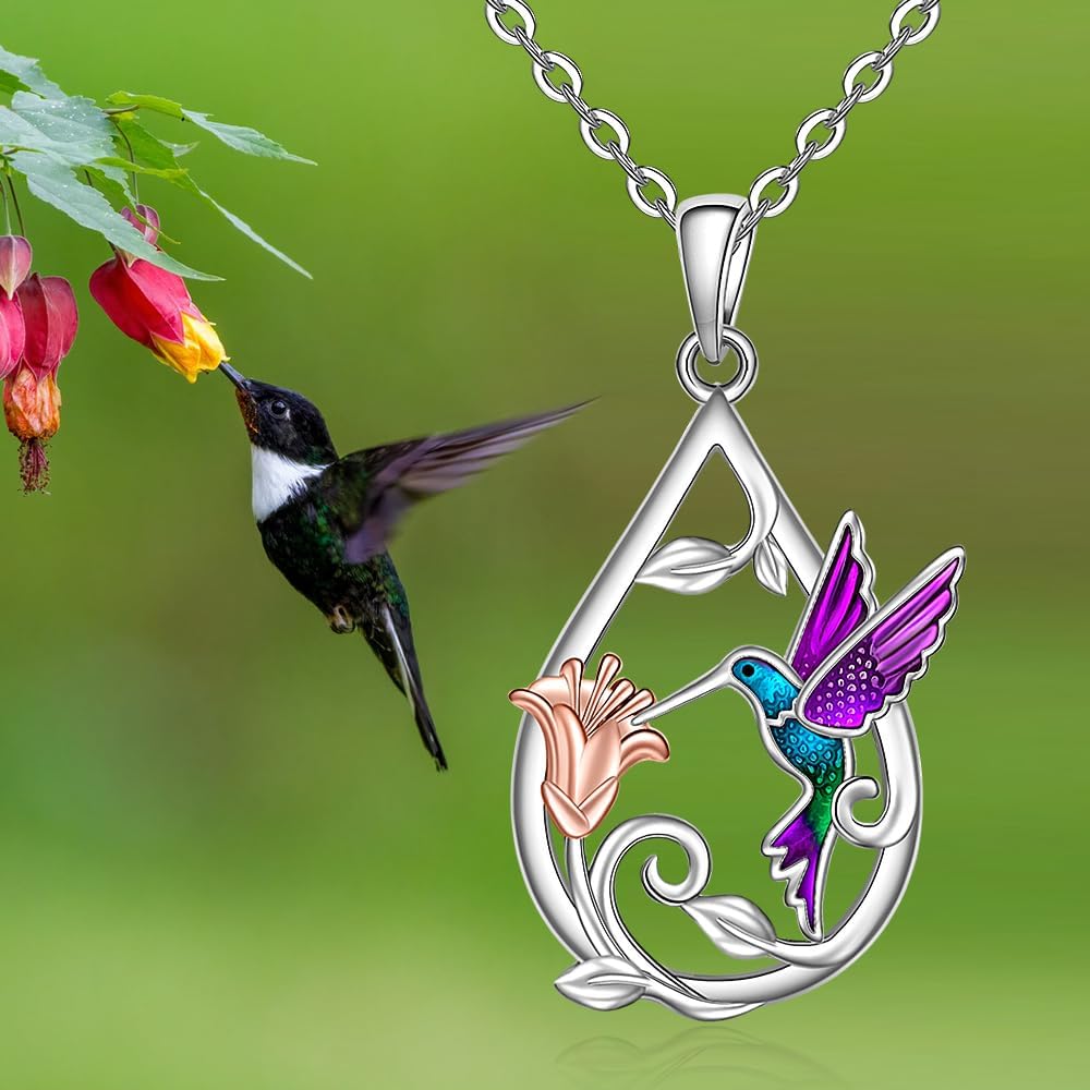 Set frumos de colier și cercei cu colibri pentru femei