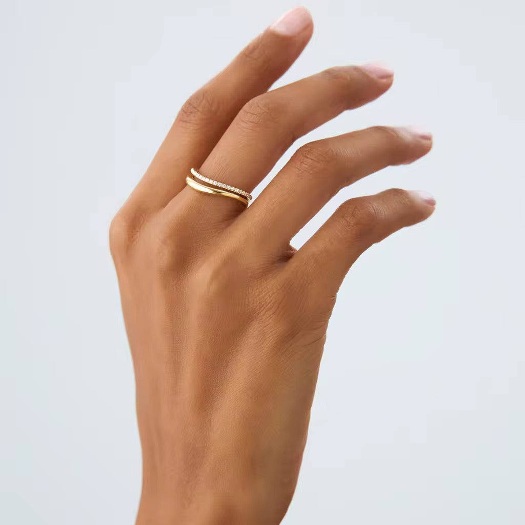 Vaida – Inel dublu cu diamant din argint