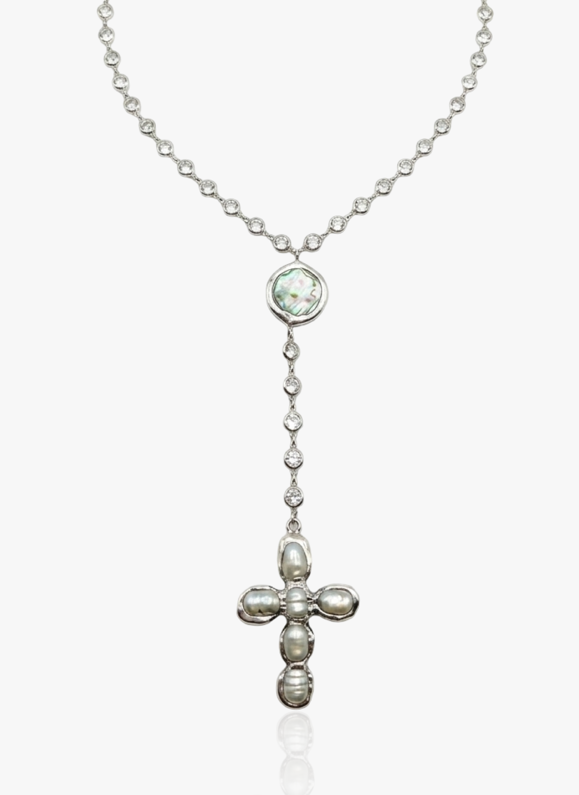 Ariana – Colier lariat cu cruce și perle