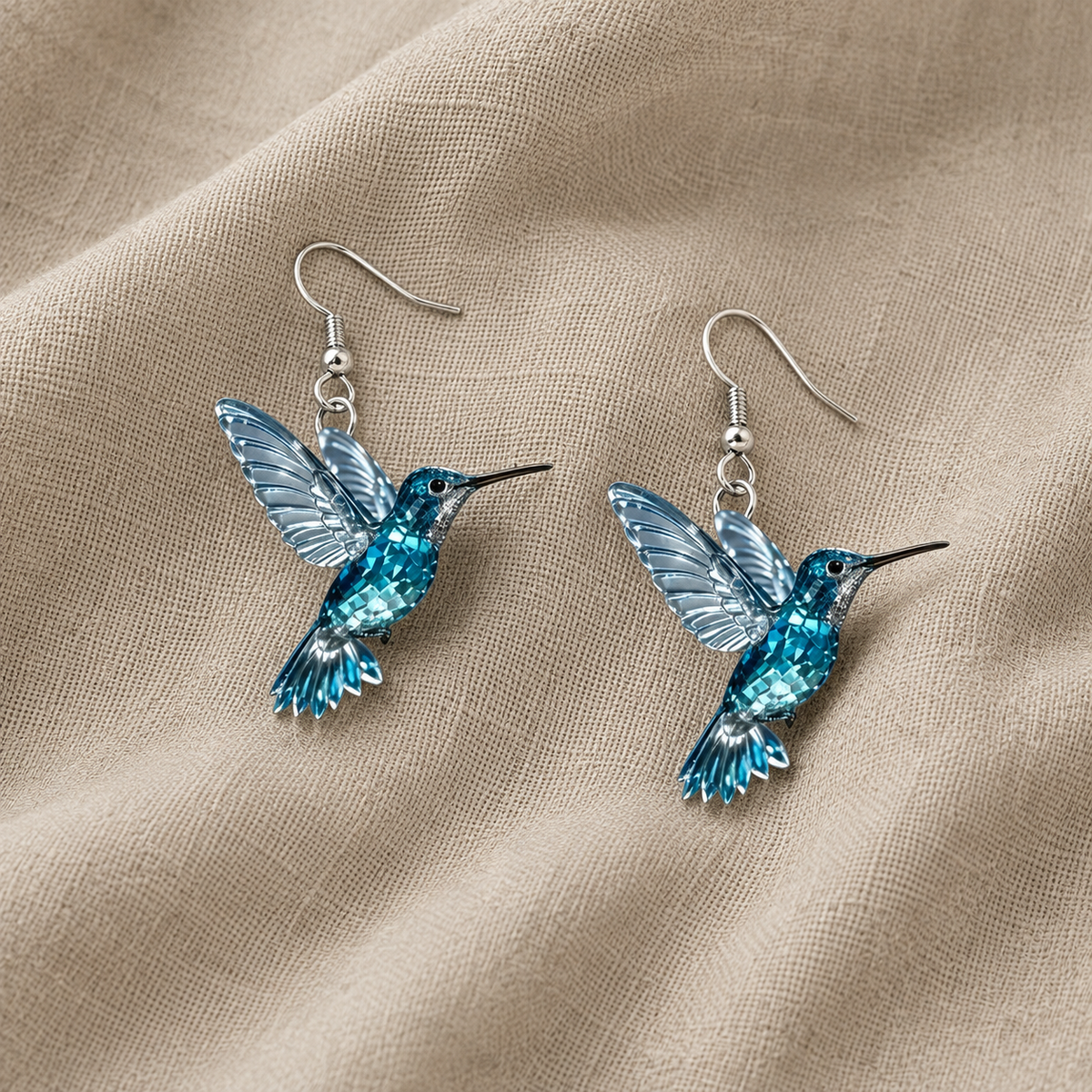 Cercei colibri cu cristal albastru