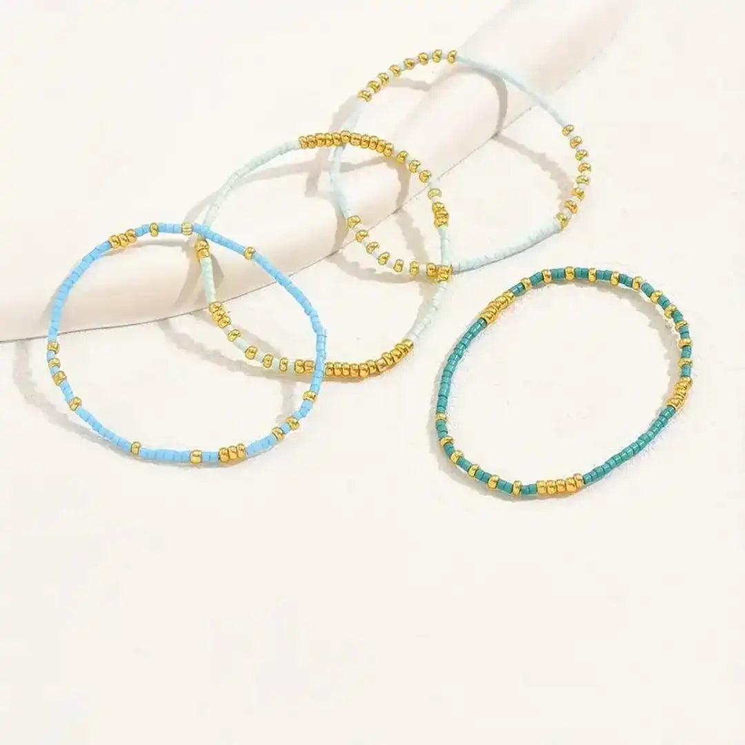 Set elegant de brățări boho cu mărgele turcoaz