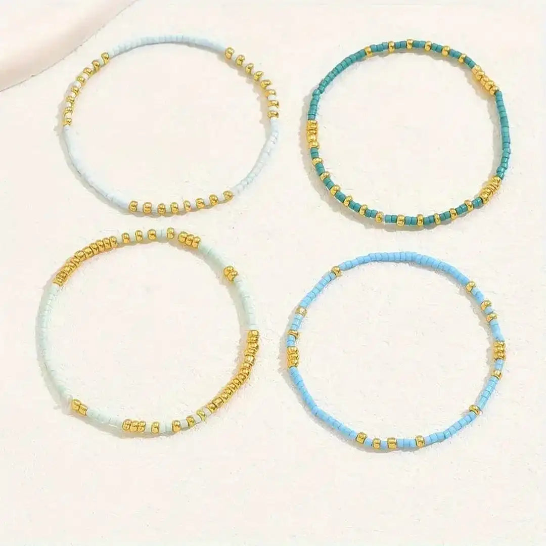 Set elegant de brățări boho cu mărgele turcoaz