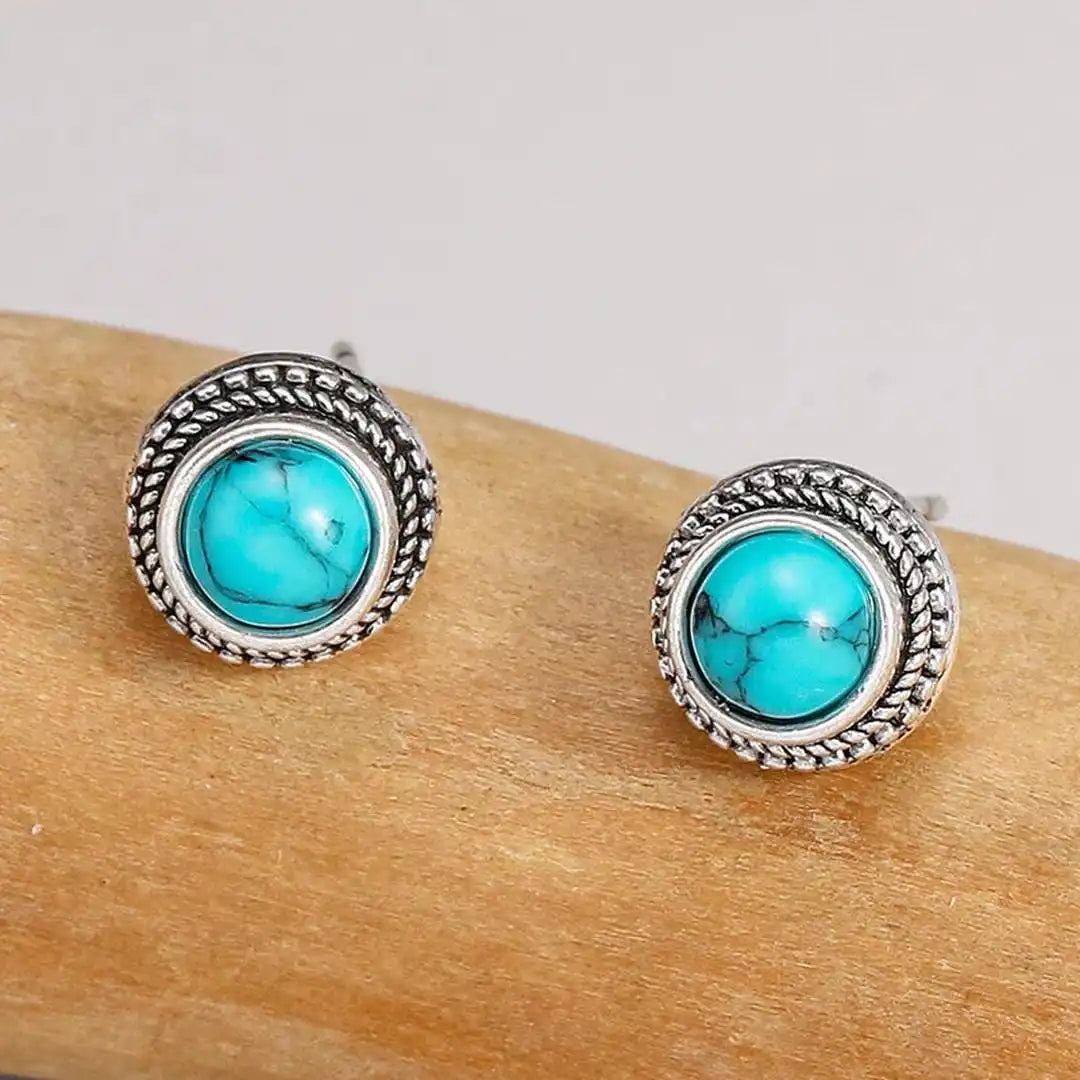 Cercei vintage boho cu turcoaz artificial