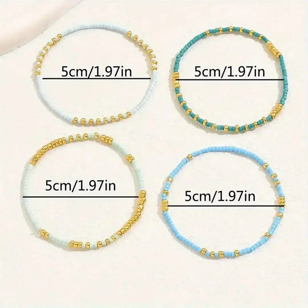 Set elegant de brățări boho cu mărgele turcoaz