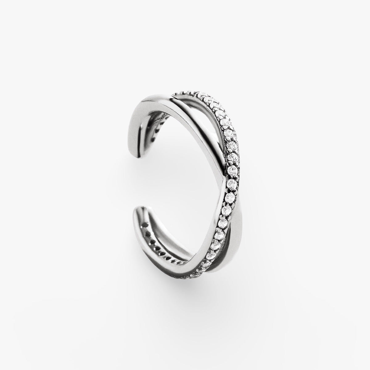 Nida – Cercel ear cuff în formă de X cu cristale pavé