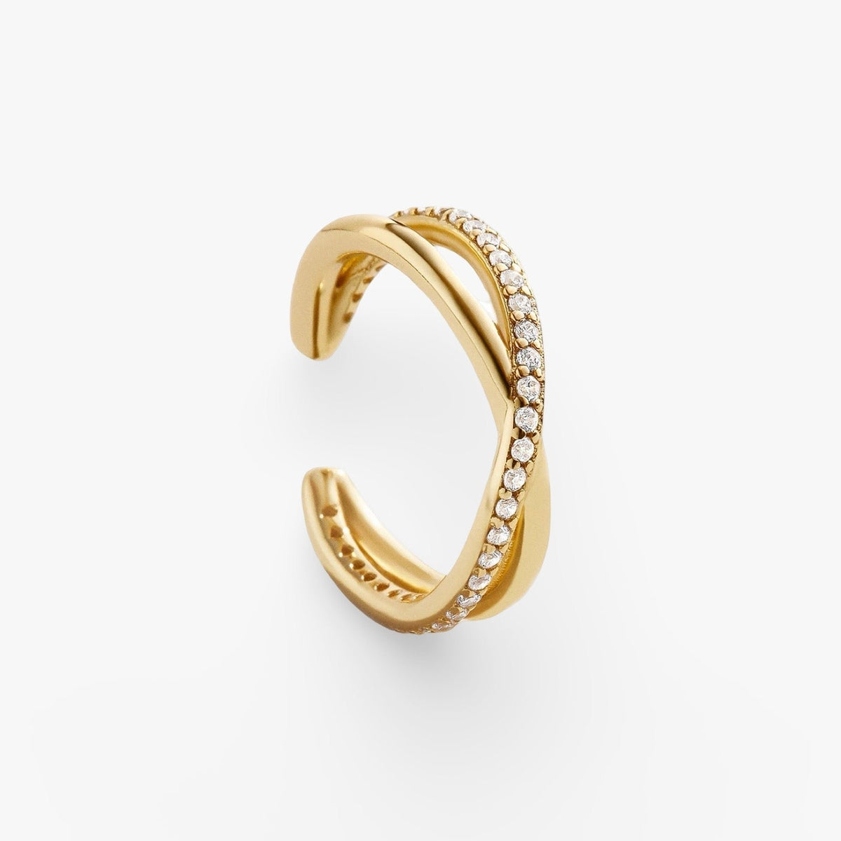 Nida – Cercel ear cuff în formă de X cu cristale pavé