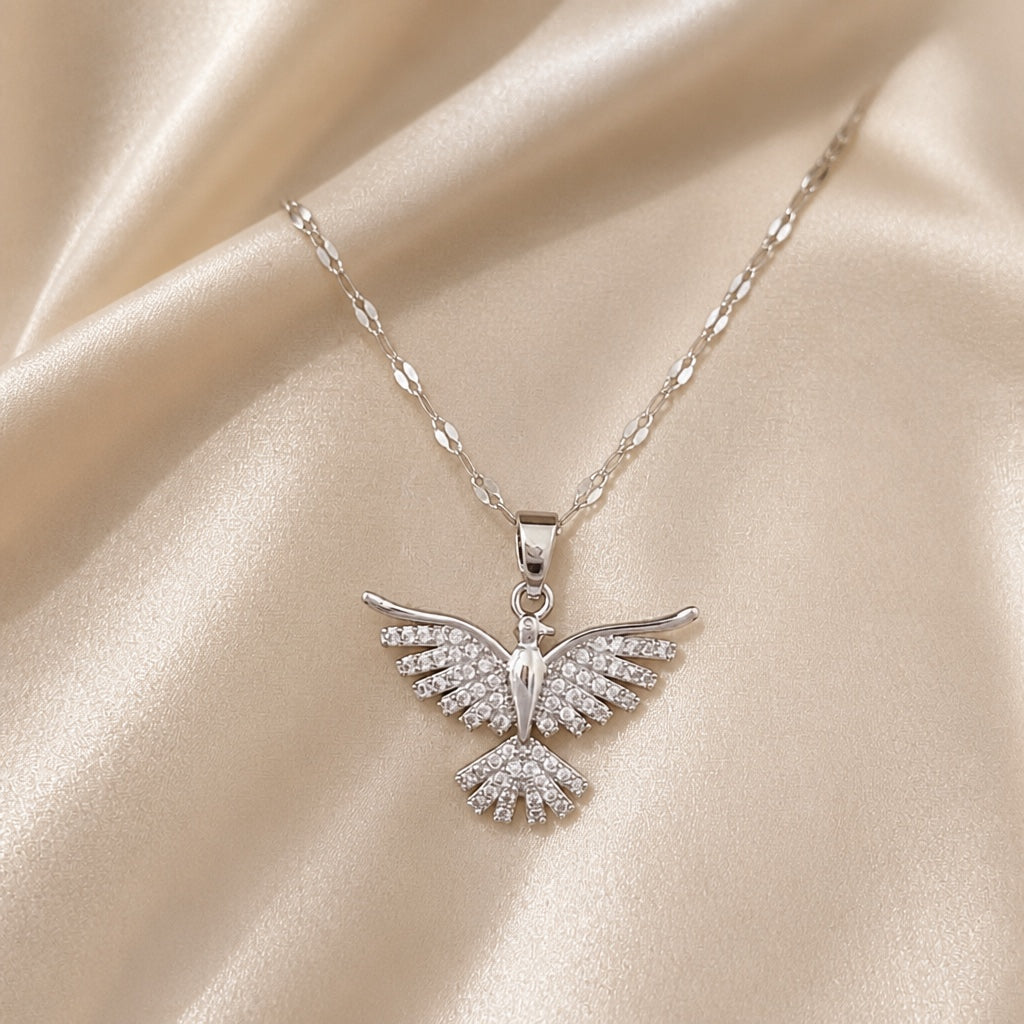 Colier phoenix cu zirconiu, de culoare aur alb
