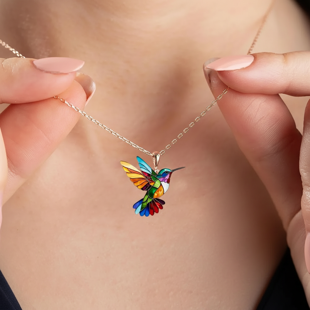 Colier colibri curcubeu