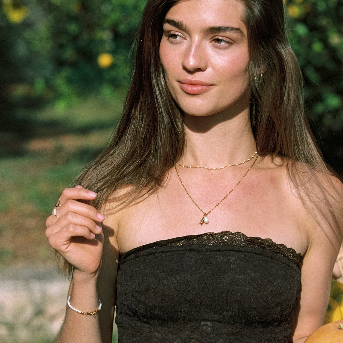 Lina – Colier cu inițială și perlă