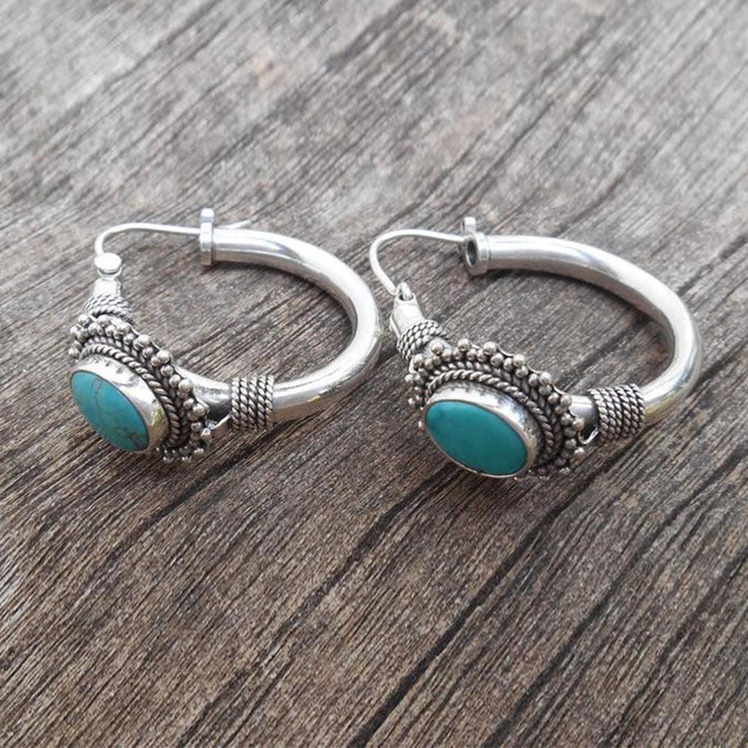 Cercei vintage de culoare turcoaz