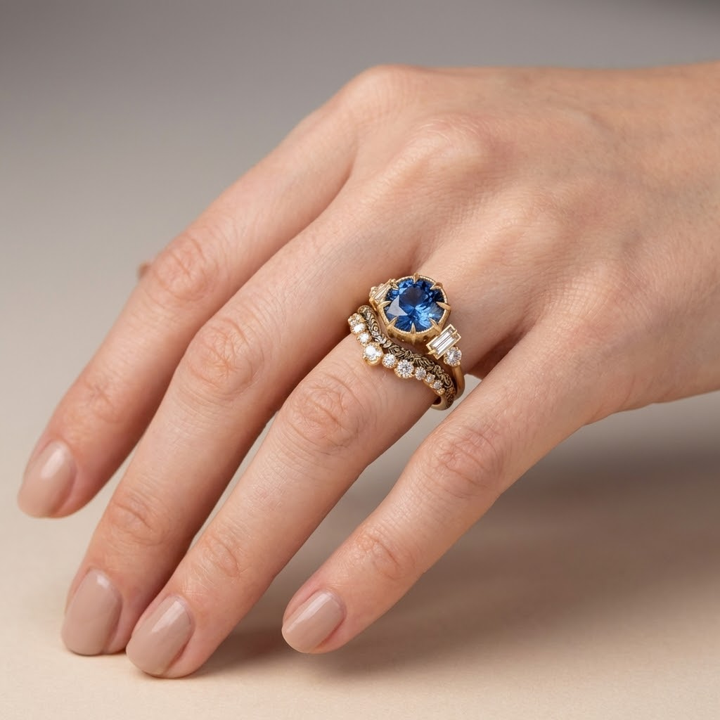 Magdalena – Inel vintage din aur cu safir