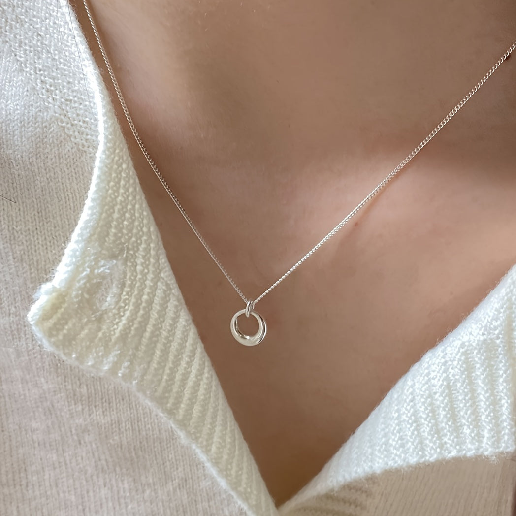 Colier cu cerc geometric, de culoare aur alb