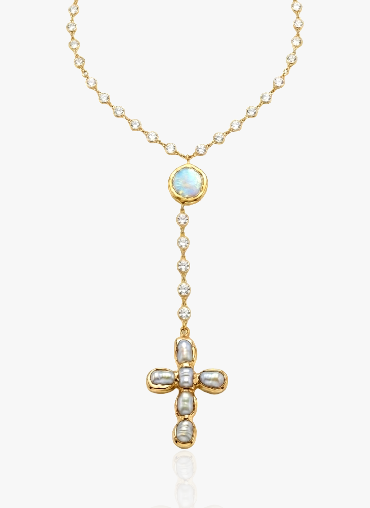 Ariana – Colier lariat cu cruce și perle