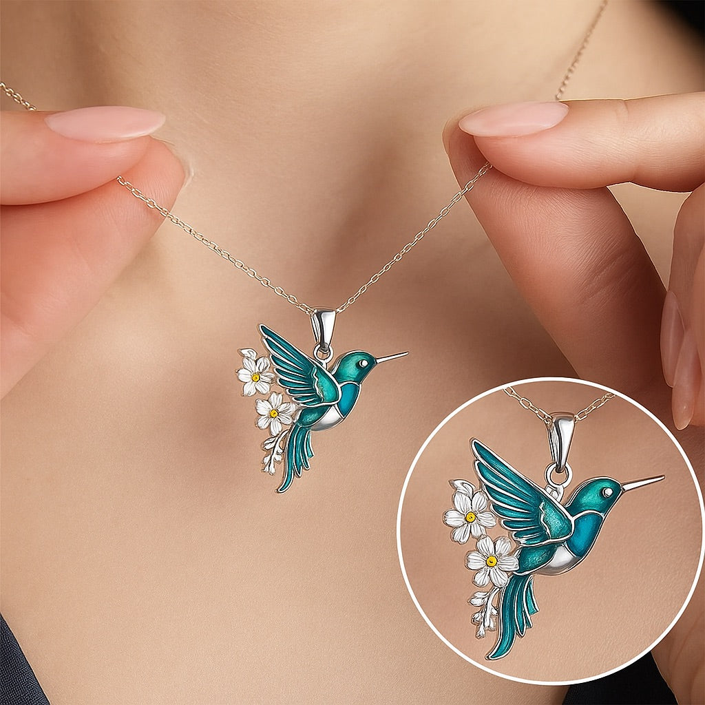Set colier și cercei cu colibri