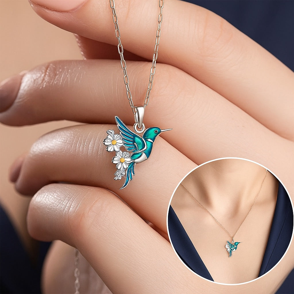 Set colier și cercei cu colibri