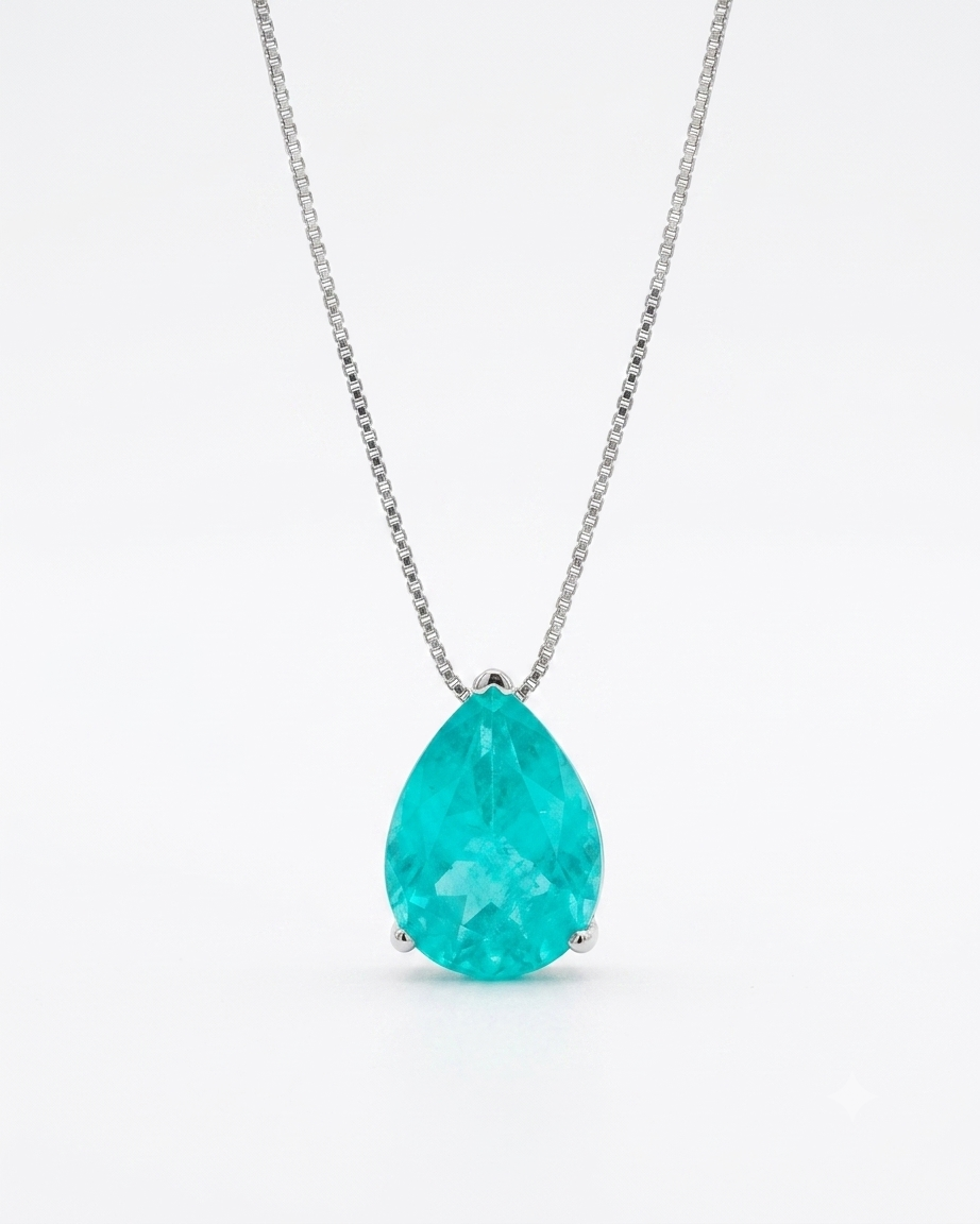 Alvija – Colier picătură Paraiba albastru-verde