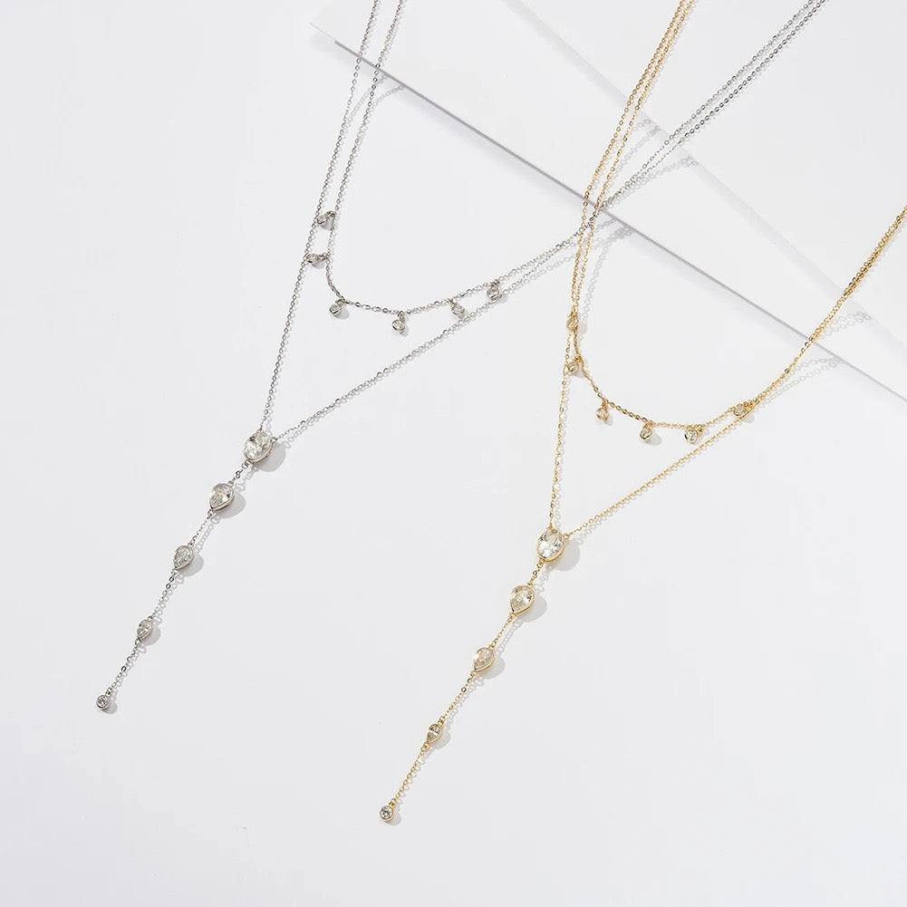 Milda – Colier în formă de Y cu cristale delicate, din argint