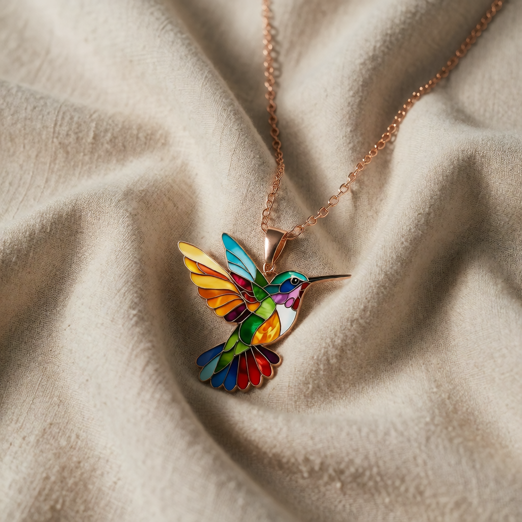 Colier colibri curcubeu