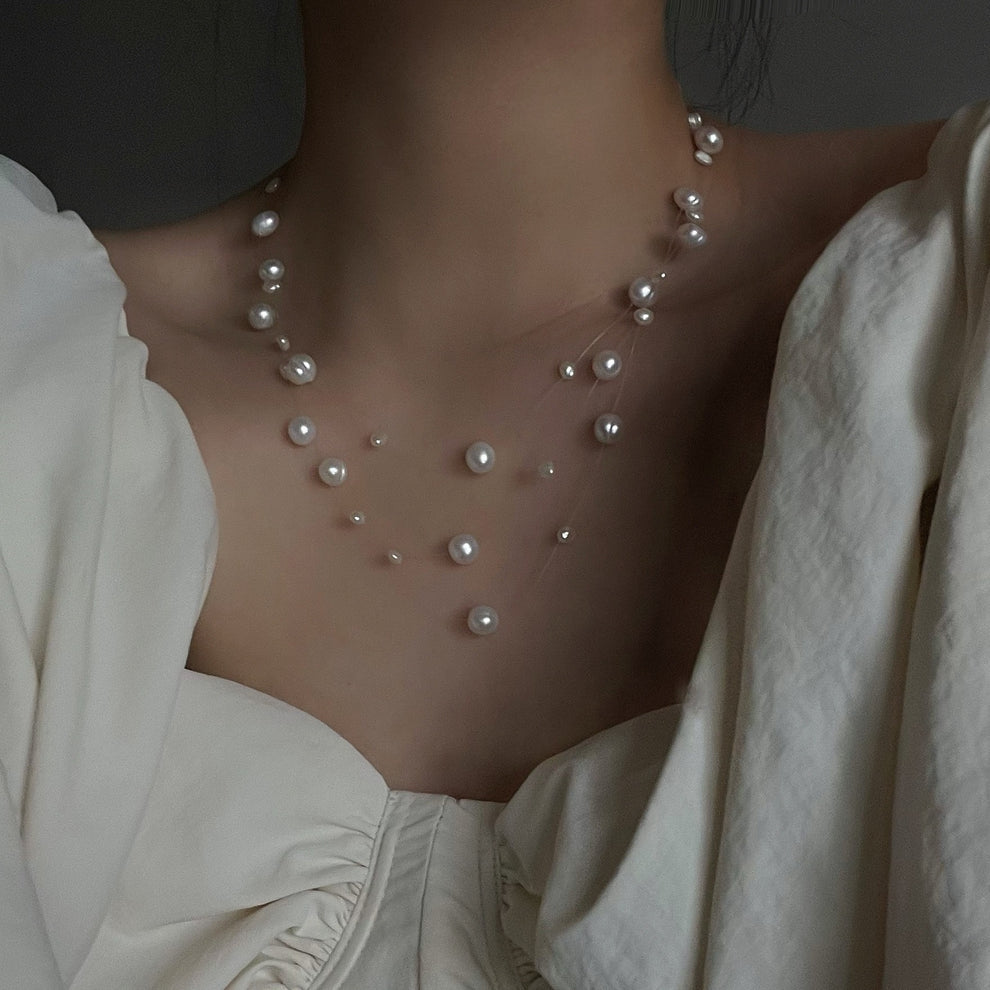 Liuda – Colier cu perle plutitoare stratificate