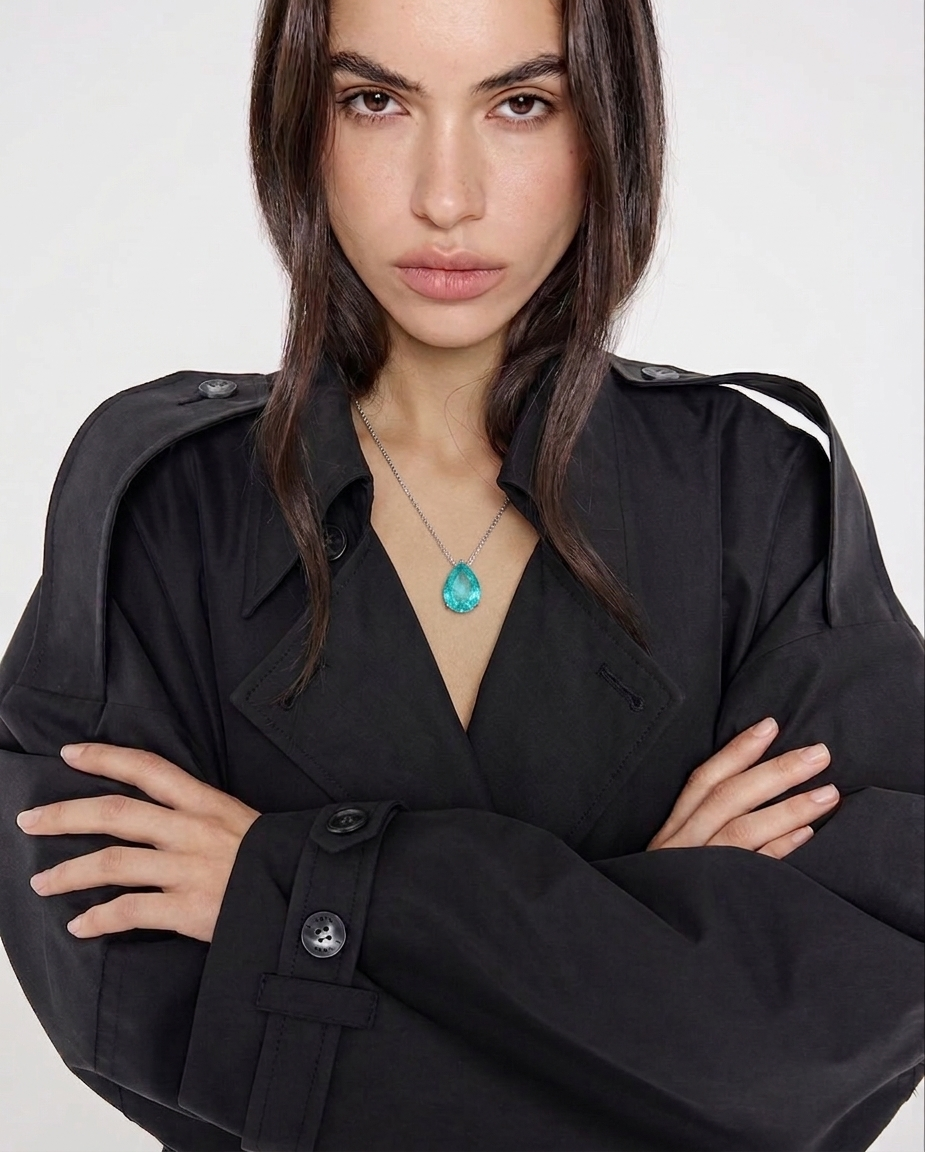 Alvija – Colier picătură Paraiba albastru-verde