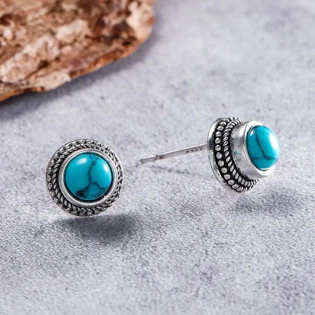 Cercei vintage boho cu turcoaz artificial