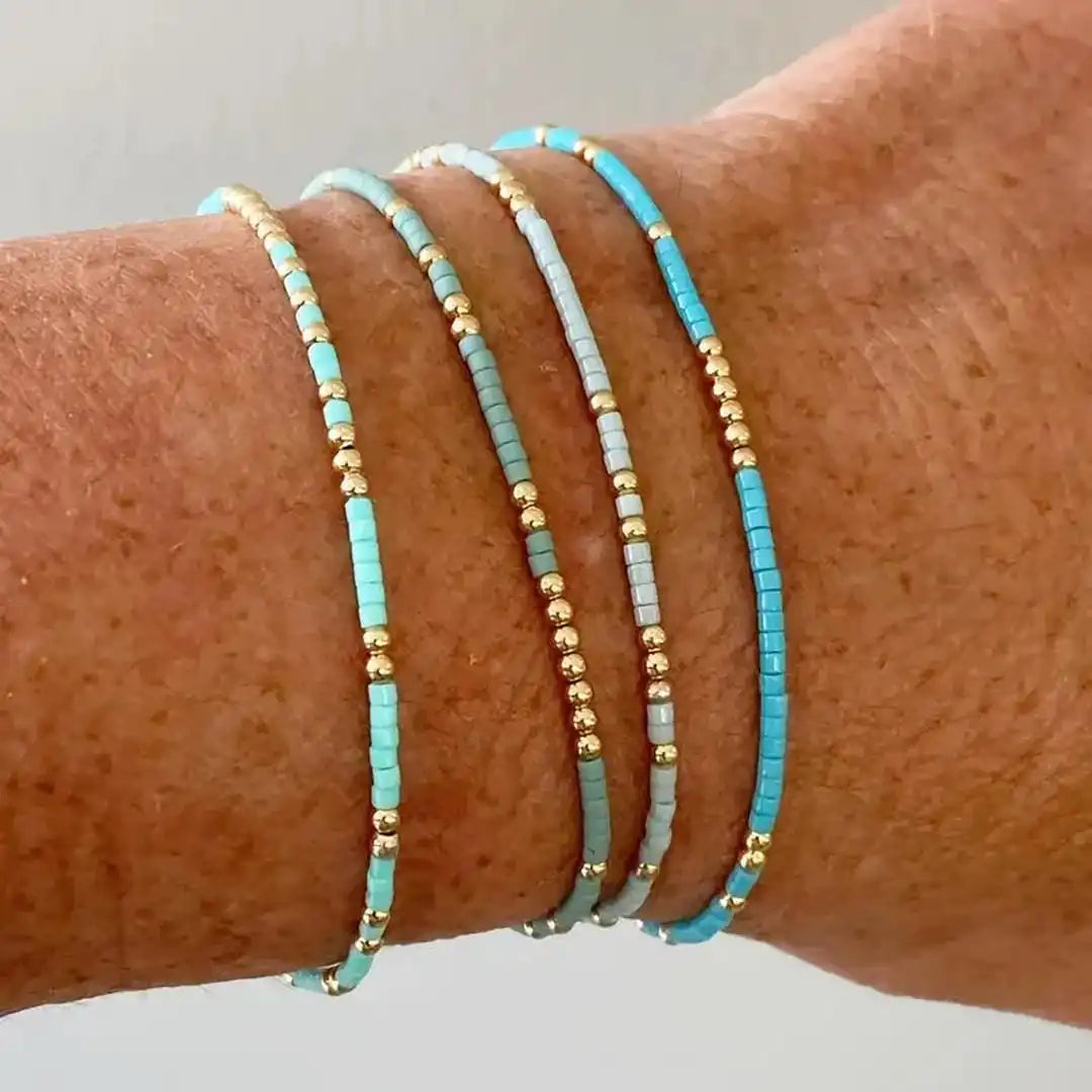 Set elegant de brățări boho cu mărgele turcoaz
