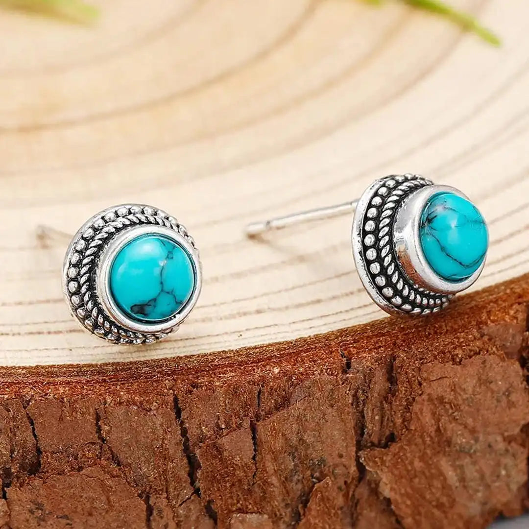 Cercei vintage boho cu turcoaz artificial