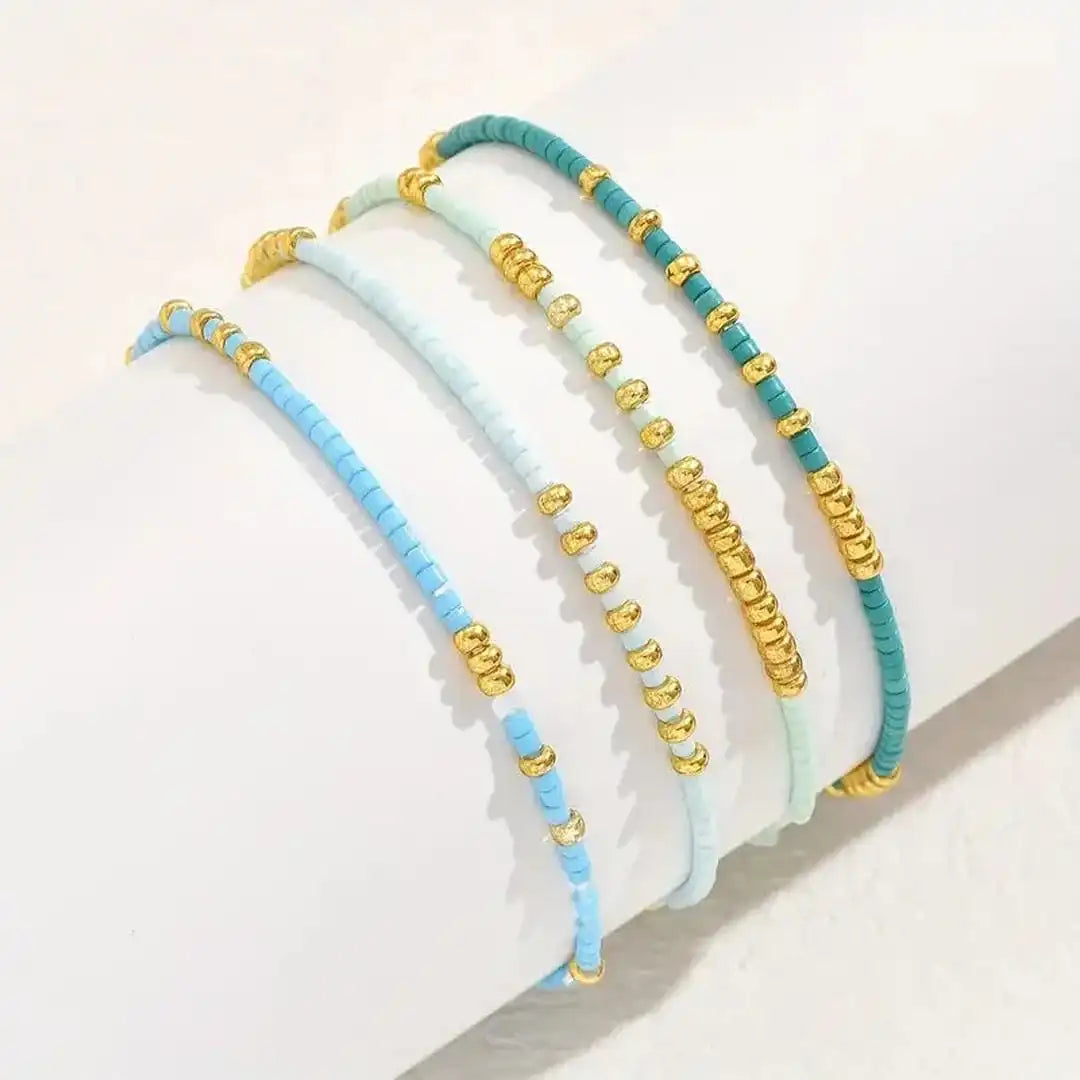 Set elegant de brățări boho cu mărgele turcoaz