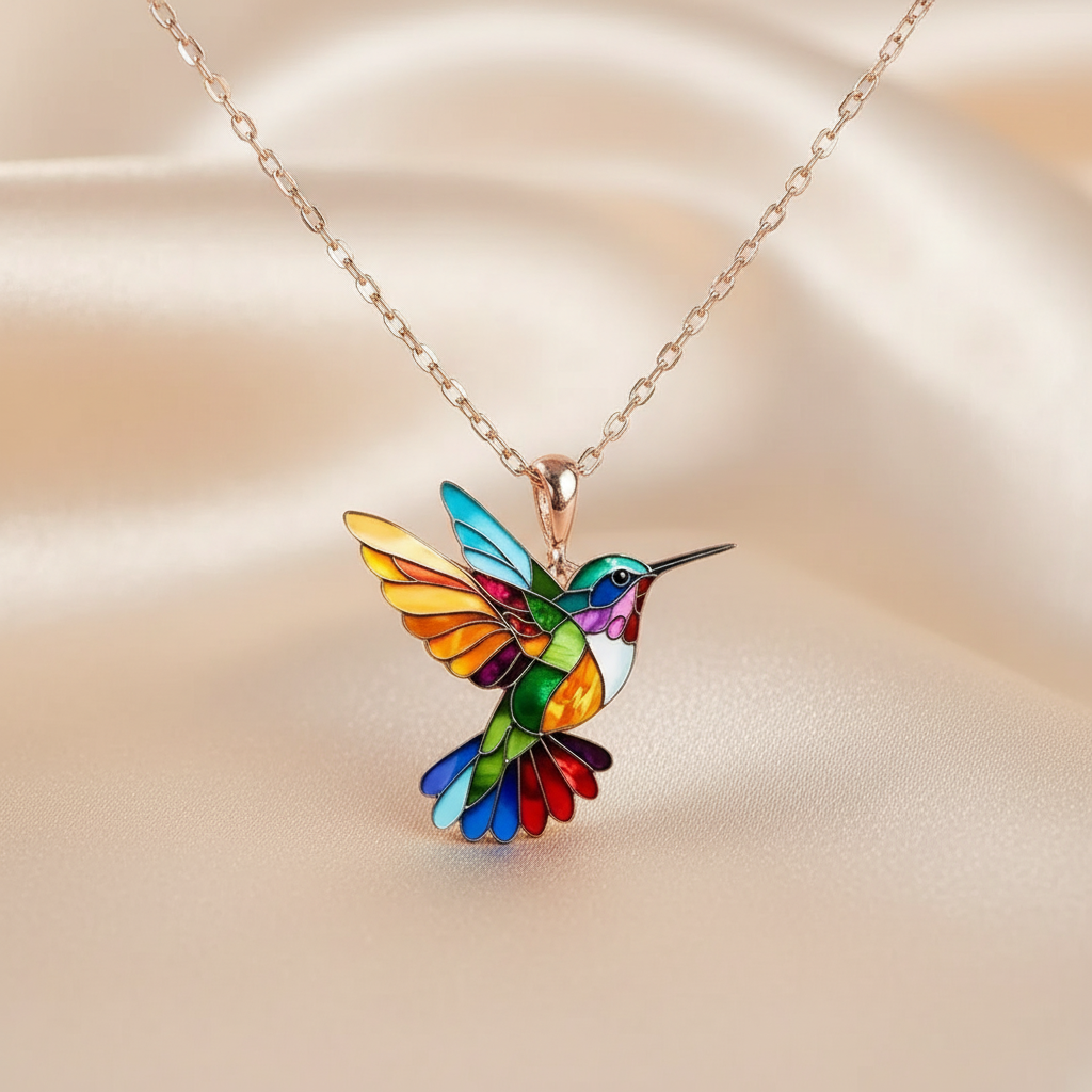 Colier colibri curcubeu